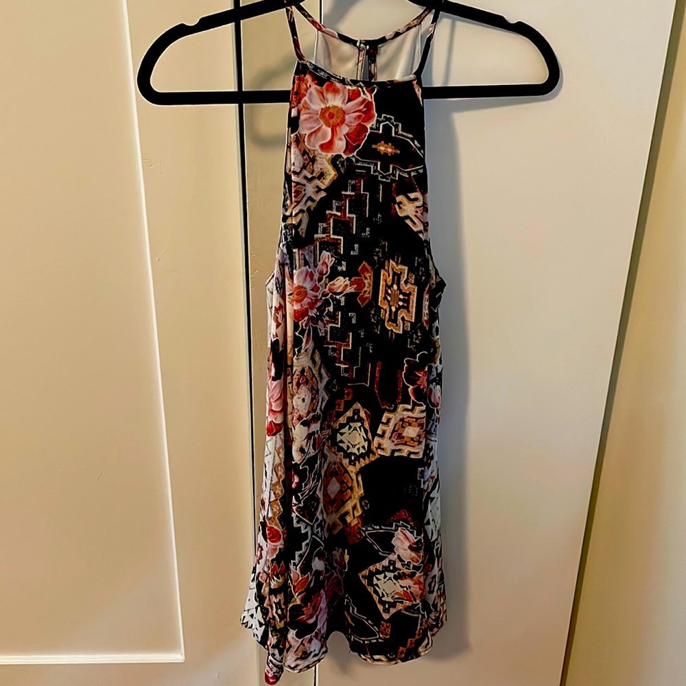 Show Me Your MuMu Floral Geometric Mini Dress - Black and Pink
